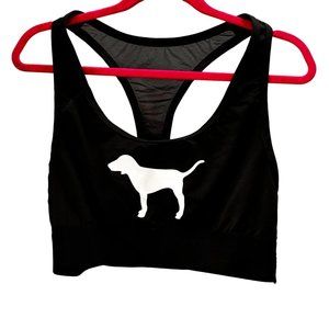 Pink Victorias Secret Ultimate Unlined Sports Bra S Black Dog Racerback Mesh